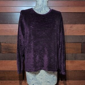 Faded Glory Purple and Black Striped Top